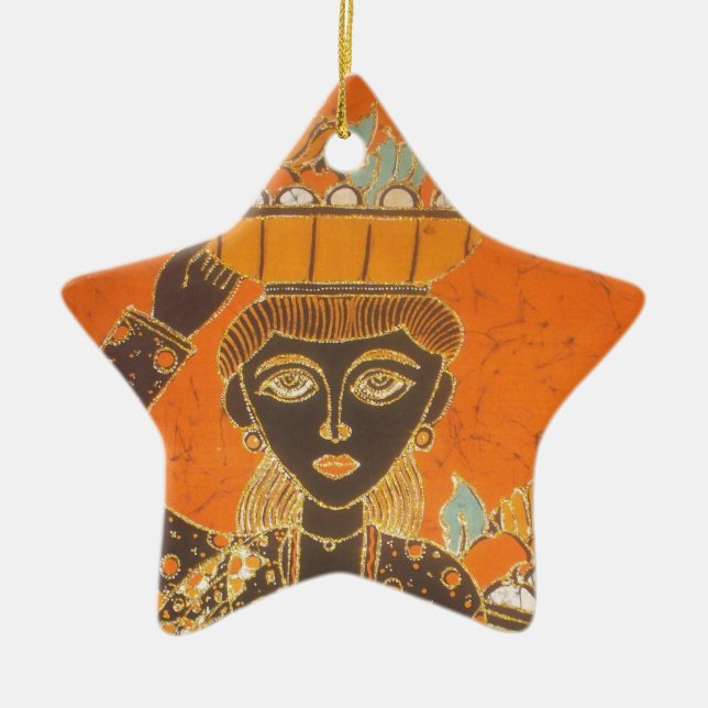 African Woman Carrying Basket Art Print Ceramic Ornament (Front)