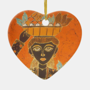 African Woman Carrying Basket Art Print Ceramic Ornament