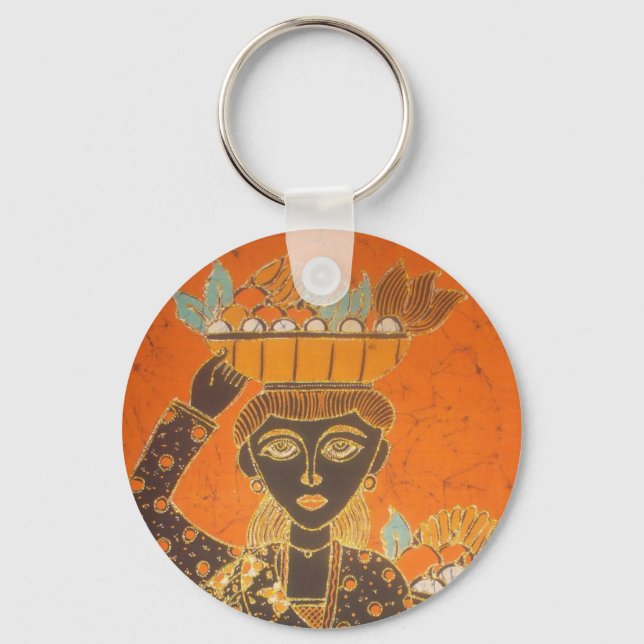 African Woman Carrying Basket Art Print Keychain (Front)