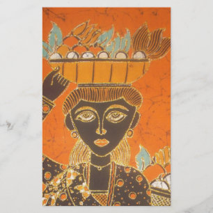 African Woman Carrying Basket Art Print Stationery