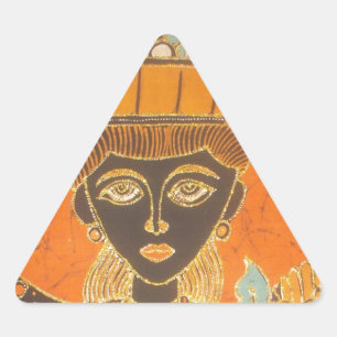 African Woman Carrying Basket Art Print Triangle Sticker