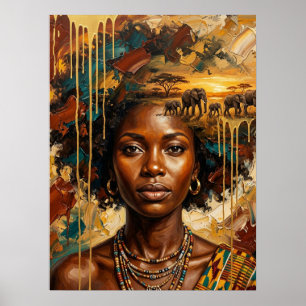African Woman Elephant Poster