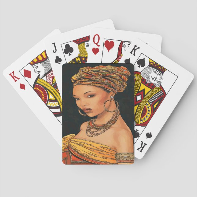 African Woman, Marie Leveou, Vintage Style Playing Cards (Back)