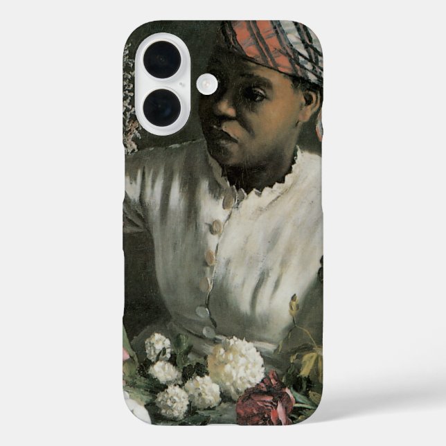 African Woman Peonies by Frederic Bazille, Flowers Case-Mate iPhone Case (Back)