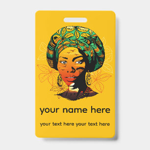 African Woman Portrait with Sunset Badge