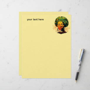 African Woman Portrait with Sunset Letterhead
