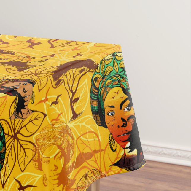 African Woman Portrait with Sunset Tablecloth (In Situ)