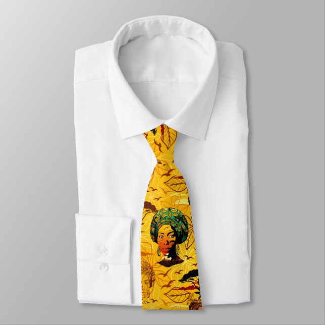 African Woman Portrait with Sunset Tie (Tied)