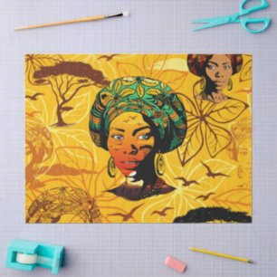 African Woman Portrait with Sunset Tissue Paper