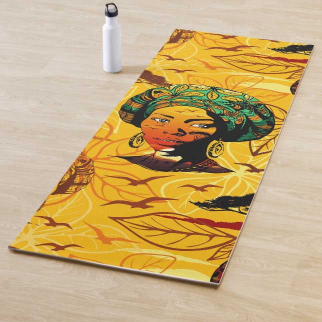 African Woman Portrait with Sunset Yoga Mat (In Situ)