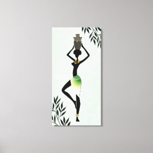 African Woman with Jug Silhouette 2 Canvas Print