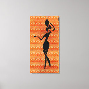 African Woman with Jug Silhouette Canvas Print