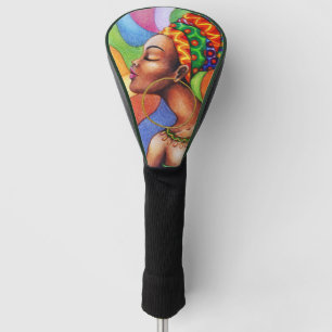 African Woman with Wax Traditional Fabric Golf Head Cover