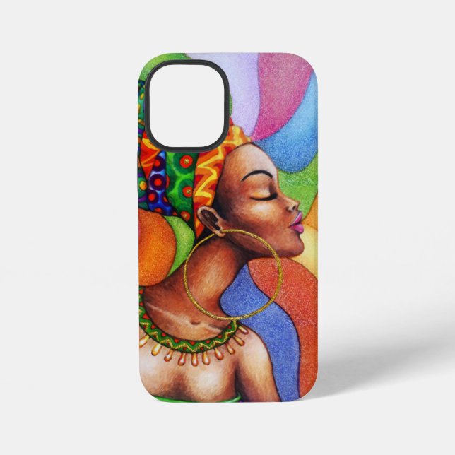 African Woman with Wax Traditional Fabric iPhone Case (Back)