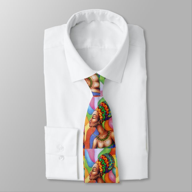 African Woman with Wax Traditional Fabric Tie (Tied)