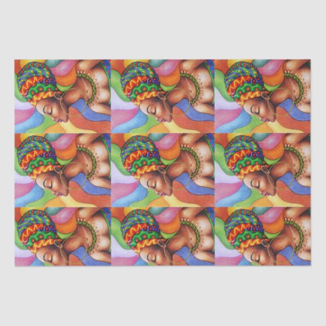 African Woman with Wax Traditional Fabric Tissue Paper (Front)
