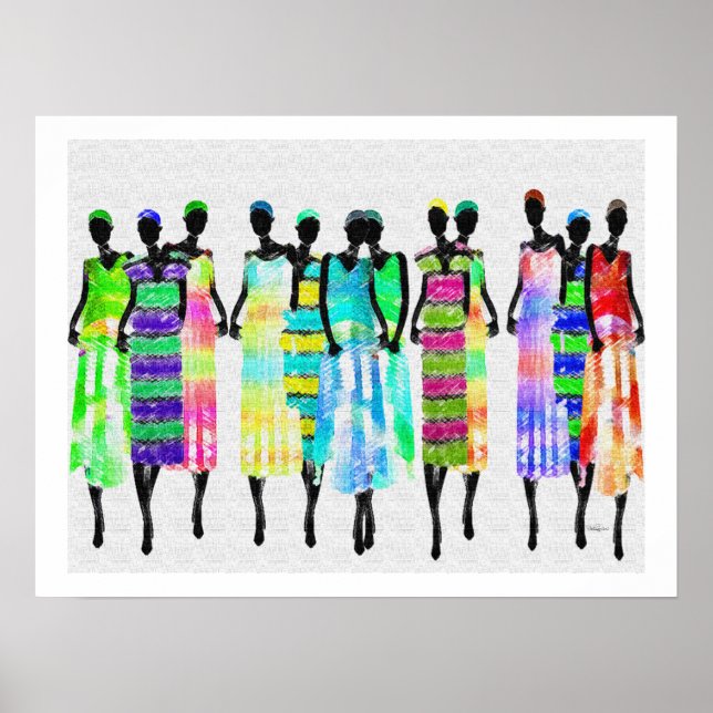 African Women Coloured Pencil Design Poster (Front)
