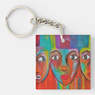 African Women Oil Painting Acrylic Keychain