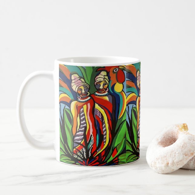 African Women Parrot Mug (With Donut)