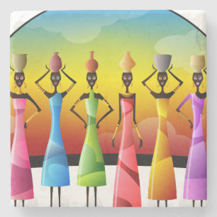 African Women with Pottery on their heads Stone Coaster