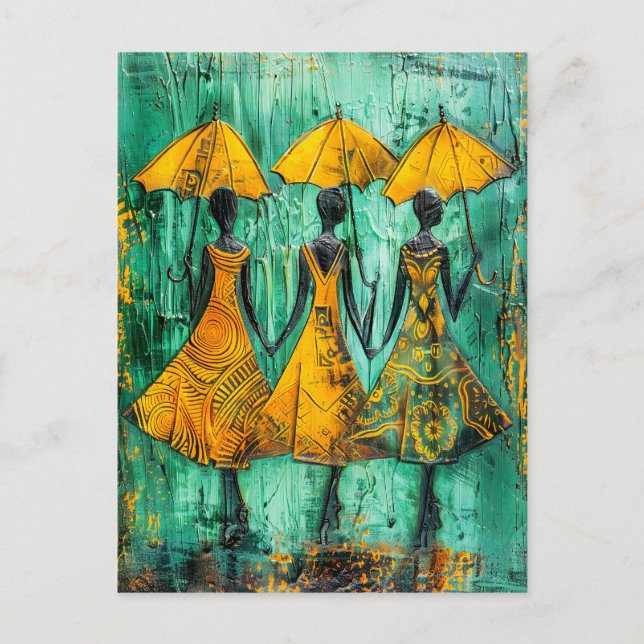 African Women with Umbrellas Postcard (Front)