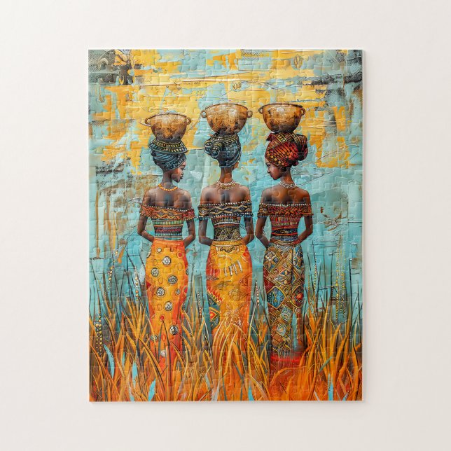 African Women with Water Bowls Jigsaw Puzzle (Vertical)