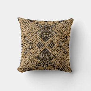 African Woven Print Pillow in Black Black and Tan