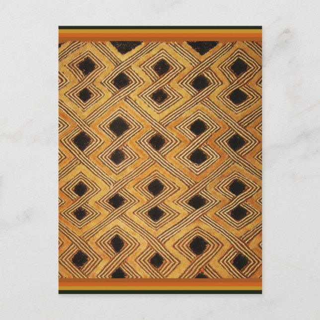 African Zaire Congo Kuba Textile Postcard (Front)
