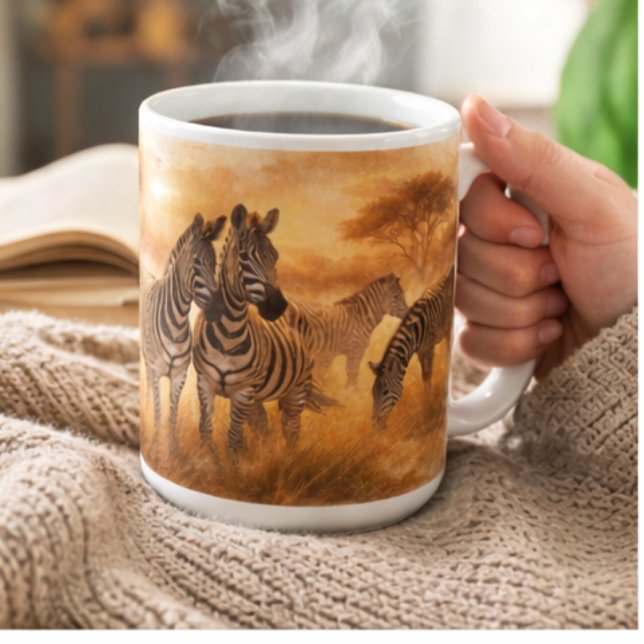 African Zebra Herd | Savannah Wildlife Art Coffee Mug (Creator Uploaded)