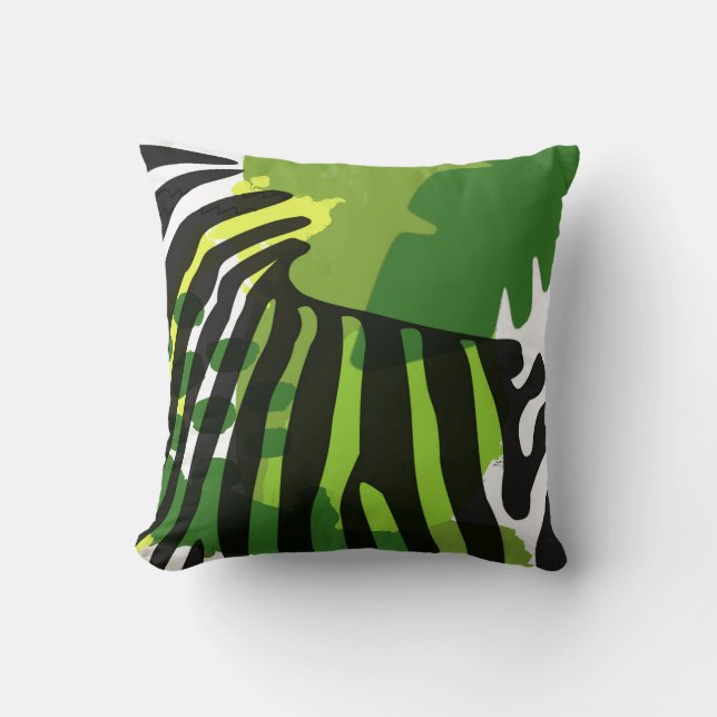 African Zebra silhouette Throw Pillow (Front)