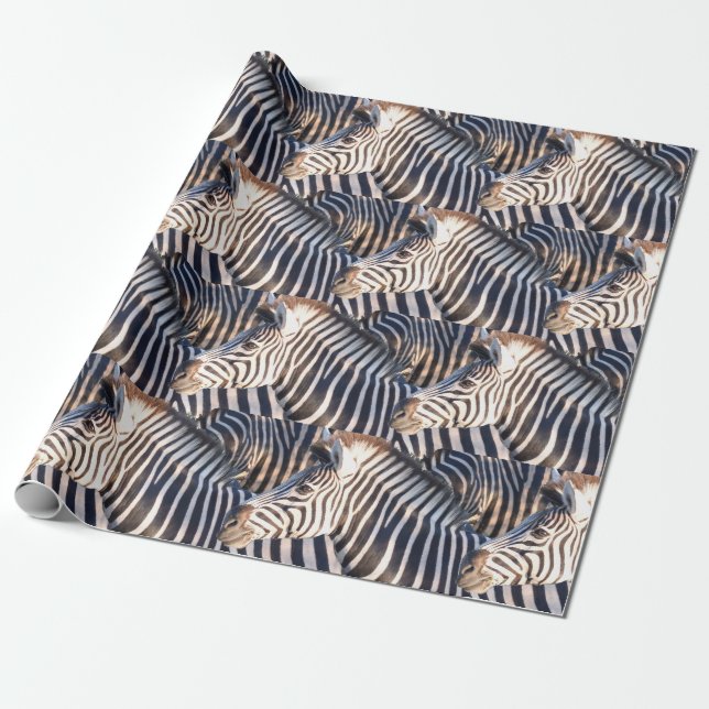 African Zebra Wildlife Wrapping Paper (Unrolled)