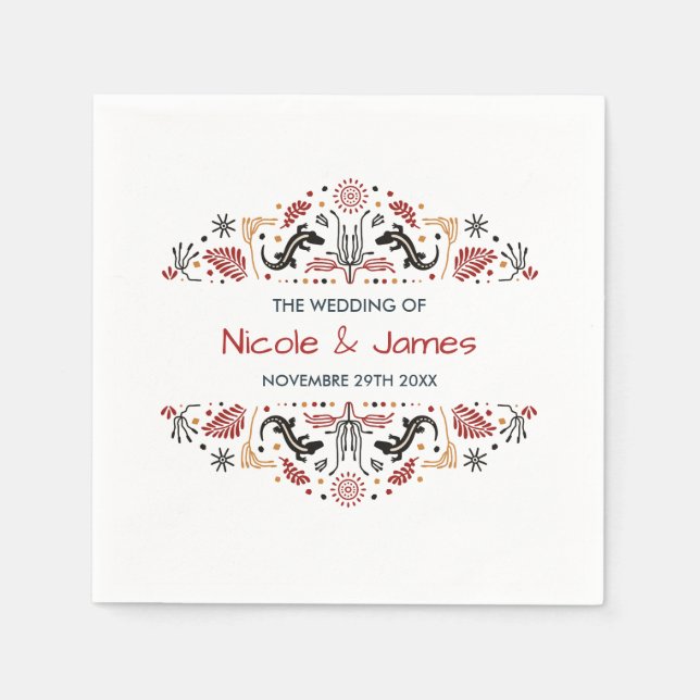 Africana | Ankara Kente Personalized Wedding Napkin (Front)
