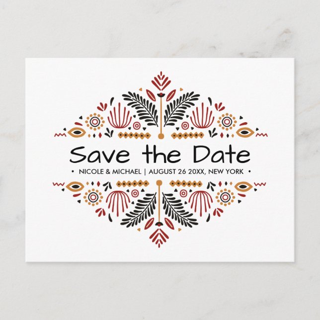 Africana | Ankara Kente Wedding Announcement Postcard (Front)