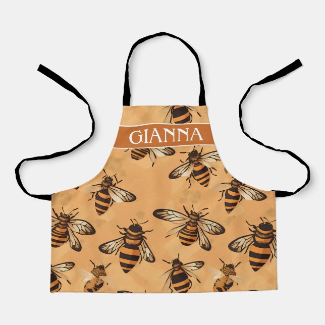 Africanized bee Mosaic Colourful Pattern Apron (Front)