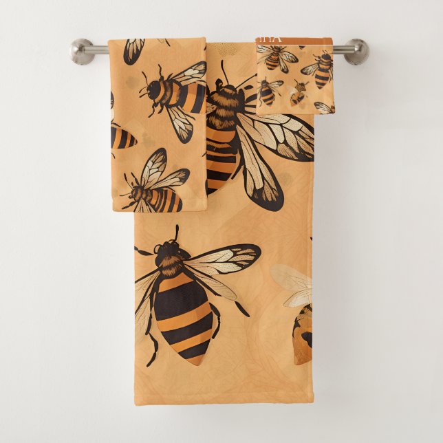 Africanized bee Mosaic Colourful Pattern Bath Towel Set (Insitu)