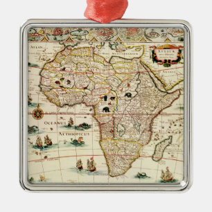 AfricaPanoramic MapAfrica 2 Metal Ornament