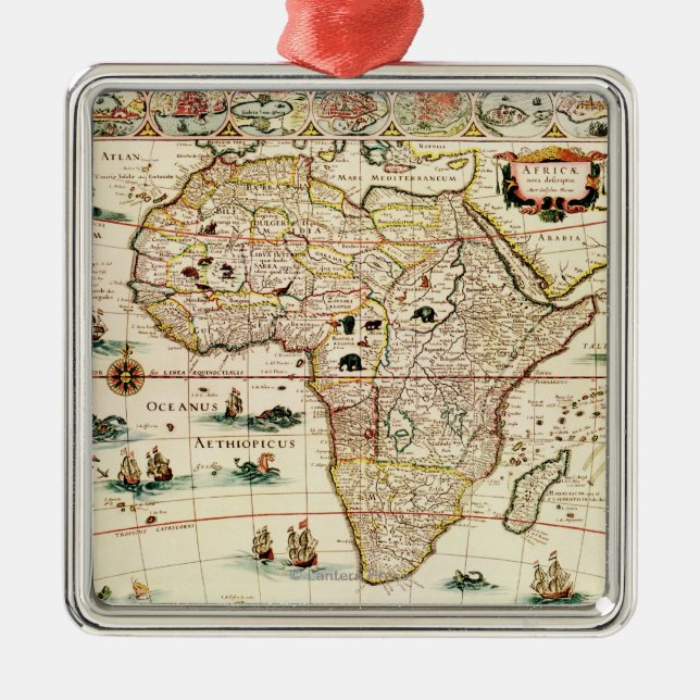 AfricaPanoramic MapAfrica 2 Metal Ornament (Front)