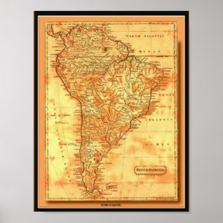 AfriMex Urbano Old World Map South America Poster