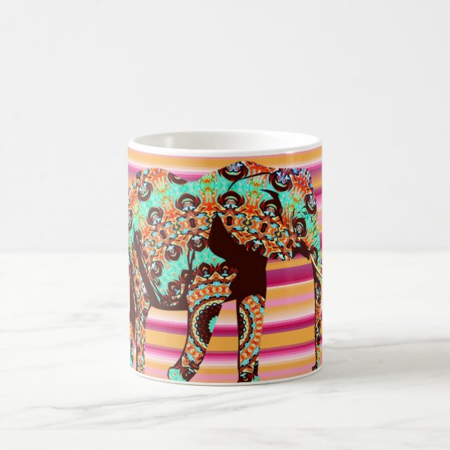 Afrique Colorée Eléphant Stripe Mug (Centre)