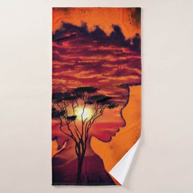 Afrique coucher de soleil désir Imaginaire serviet (Serviette de bain)