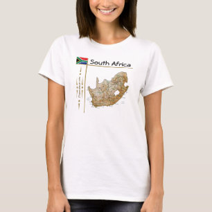 Afrique du Sud Carte + Drapeau + Titre T-shirt