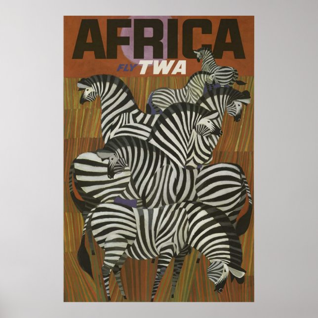 Afrique Poster Vintage voyage Zebra Safari (Devant)