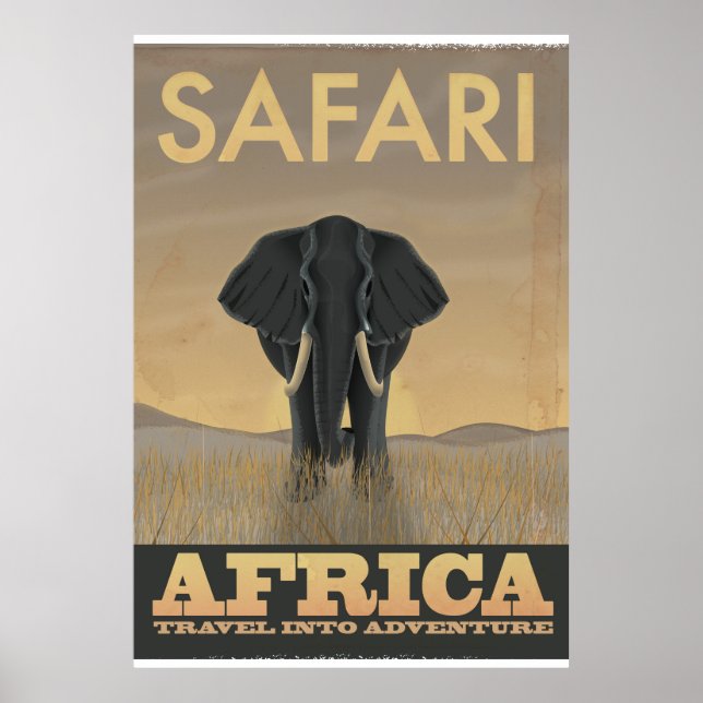 Afrique Safari Elephant affiche de voyage (Devant)