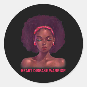 Afro African American Black Woman Heart Disease Wa Classic Round Sticker
