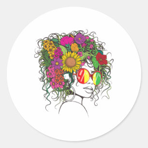 Afro African American Women Black Melanin Queen Ju Classic Round Sticker