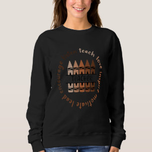 Afro African Black History Month Melanin Teacher Sweatshirt
