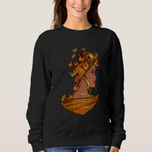 Afro African Woman Butterflies Black Queen History Sweatshirt