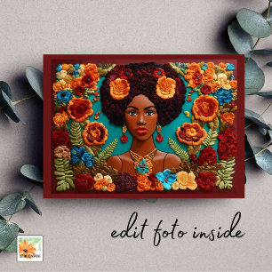 afro afrocentric embroidery mother's day with foto card
