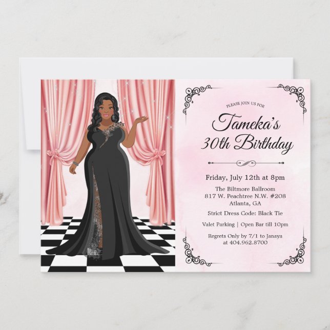 Afro-Américain Elegant Gown Invitation Anniversair (Devant)