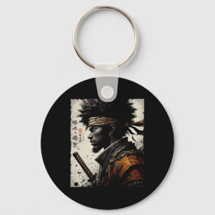 Afro American Samurai Vintage African Bushido Warr Keychain